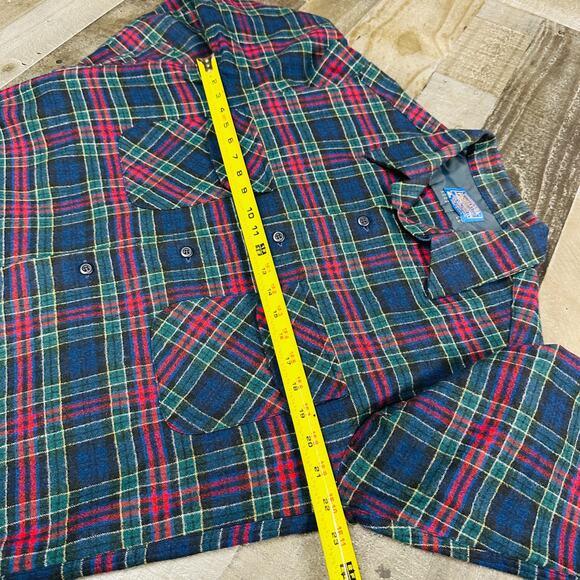 Vintage Pendleton Shirt Men Large Wool Flannel 70s Lodge Allison Tartan - Picture 4 of 12